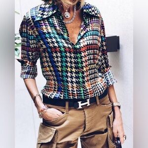 Multicolor Houndstooth Women's Top